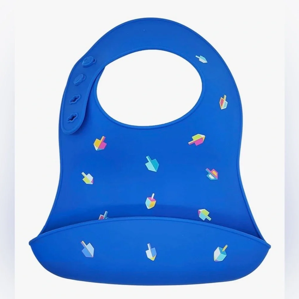The Dreidel Company Hanukkah Baby Bib Silicone For Toddlers, Unisex, Non Messy